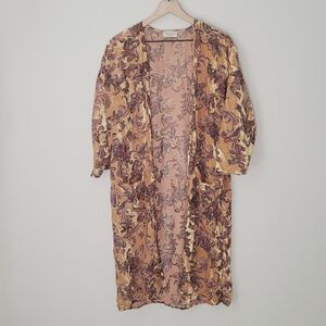 Dress Forum Velvet & Chiffon Kimono in Gold Size Medium